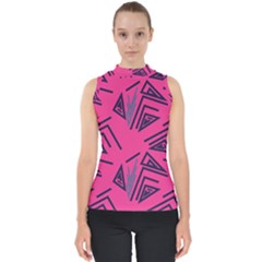 Abstract Pattern Geometric Backgrounds   Mock Neck Shell Top by Eskimos