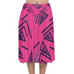 Abstract Pattern Geometric Backgrounds   Velvet Flared Midi Skirt by Eskimos