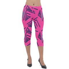 Abstract Pattern Geometric Backgrounds   Lightweight Velour Capri Leggings  by Eskimos