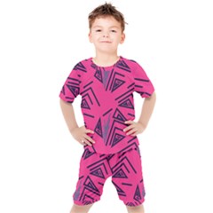 Abstract Pattern Geometric Backgrounds   Kids  Tee And Shorts Set by Eskimos