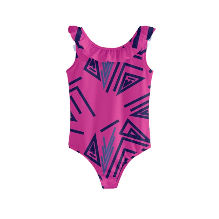 Abstract pattern geometric backgrounds   Kids  Frill Swimsuit