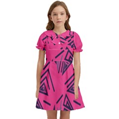 Abstract Pattern Geometric Backgrounds   Kids  Bow Tie Puff Sleeve Dress by Eskimos