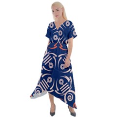 Abstract Pattern Geometric Backgrounds   Cross Front Sharkbite Hem Maxi Dress by Eskimos