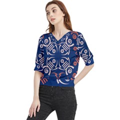 Abstract Pattern Geometric Backgrounds   Quarter Sleeve Blouse