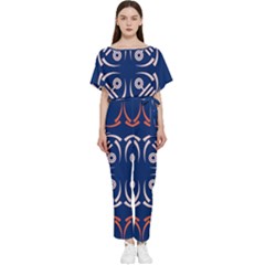 Abstract Pattern Geometric Backgrounds   Batwing Lightweight Chiffon Jumpsuit