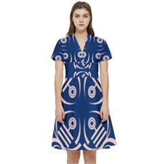 Abstract Pattern Geometric Backgrounds   Short Sleeve Waist Detail Dress by Eskimos