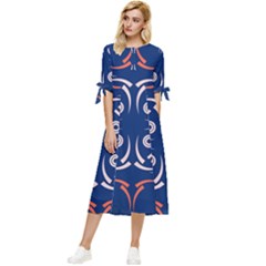 Abstract Pattern Geometric Backgrounds   Bow Sleeve Chiffon Midi Dress by Eskimos