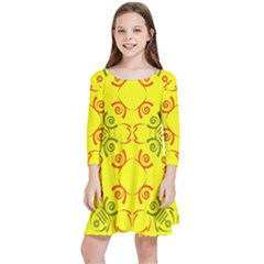 Abstract Pattern Geometric Backgrounds   Kids  Quarter Sleeve Skater Dress