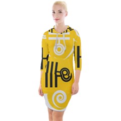 Abstract Pattern Geometric Backgrounds   Quarter Sleeve Hood Bodycon Dress by Eskimos