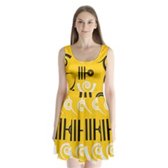 Abstract Pattern Geometric Backgrounds   Split Back Mini Dress  by Eskimos