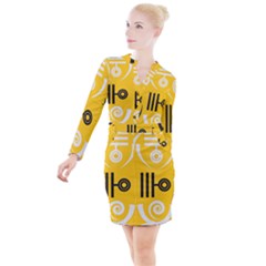 Abstract Pattern Geometric Backgrounds   Button Long Sleeve Dress by Eskimos