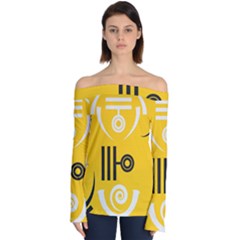 Abstract Pattern Geometric Backgrounds   Off Shoulder Long Sleeve Top by Eskimos