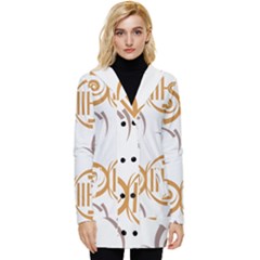 Abstract Pattern Geometric Backgrounds   Button Up Hooded Coat 