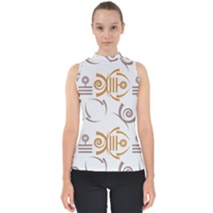 Abstract Pattern Geometric Backgrounds   Mock Neck Shell Top by Eskimos