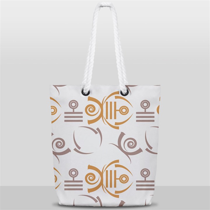 Abstract pattern geometric backgrounds   Full Print Rope Handle Tote (Small)