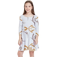 Abstract Pattern Geometric Backgrounds   Kids  Quarter Sleeve Skater Dress by Eskimos