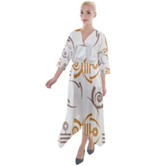 Abstract Pattern Geometric Backgrounds   Quarter Sleeve Wrap Front Maxi Dress by Eskimos