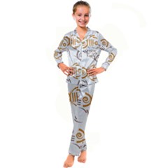 Abstract Pattern Geometric Backgrounds   Kid s Satin Long Sleeve Pajamas Set by Eskimos