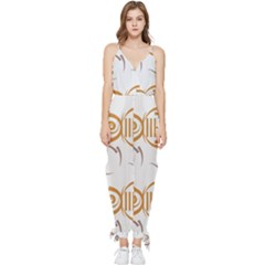 Abstract Pattern Geometric Backgrounds   Sleeveless Tie Ankle Chiffon Jumpsuit by Eskimos