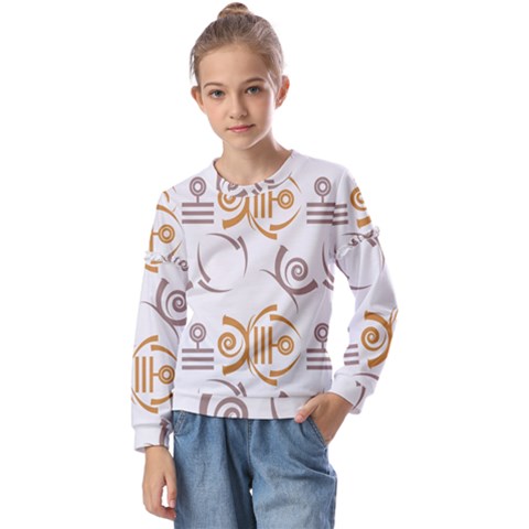 Abstract Pattern Geometric Backgrounds   Kids  Long Sleeve Tee With Frill  by Eskimos