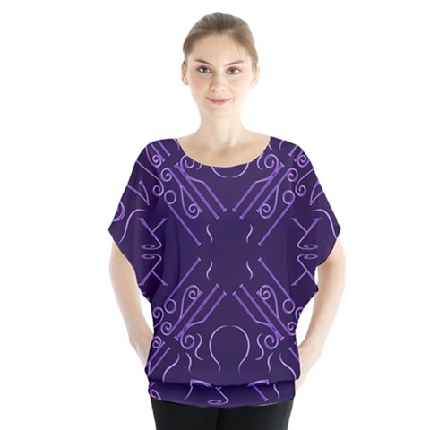 Abstract Pattern Geometric Backgrounds   Batwing Chiffon Blouse by Eskimos