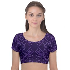 Abstract Pattern Geometric Backgrounds   Velvet Short Sleeve Crop Top  by Eskimos