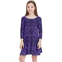 Abstract Pattern Geometric Backgrounds   Kids  Quarter Sleeve Skater Dress by Eskimos