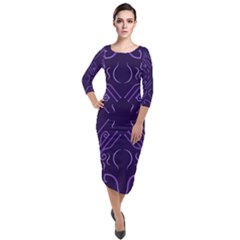 Abstract Pattern Geometric Backgrounds   Quarter Sleeve Midi Velour Bodycon Dress by Eskimos