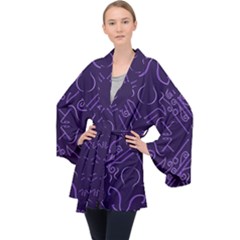 Abstract Pattern Geometric Backgrounds   Long Sleeve Velvet Kimono  by Eskimos