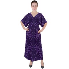 Abstract Pattern Geometric Backgrounds   V-neck Boho Style Maxi Dress by Eskimos