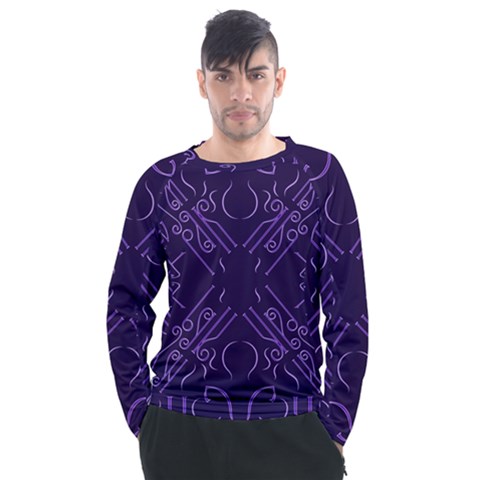 Abstract Pattern Geometric Backgrounds   Men s Long Sleeve Raglan Tee by Eskimos