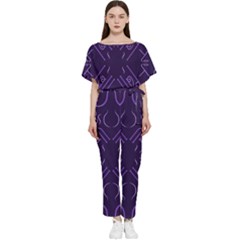 Abstract Pattern Geometric Backgrounds   Batwing Lightweight Chiffon Jumpsuit by Eskimos