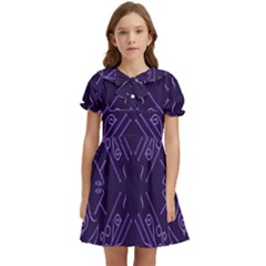 Abstract Pattern Geometric Backgrounds   Kids  Bow Tie Puff Sleeve Dress by Eskimos