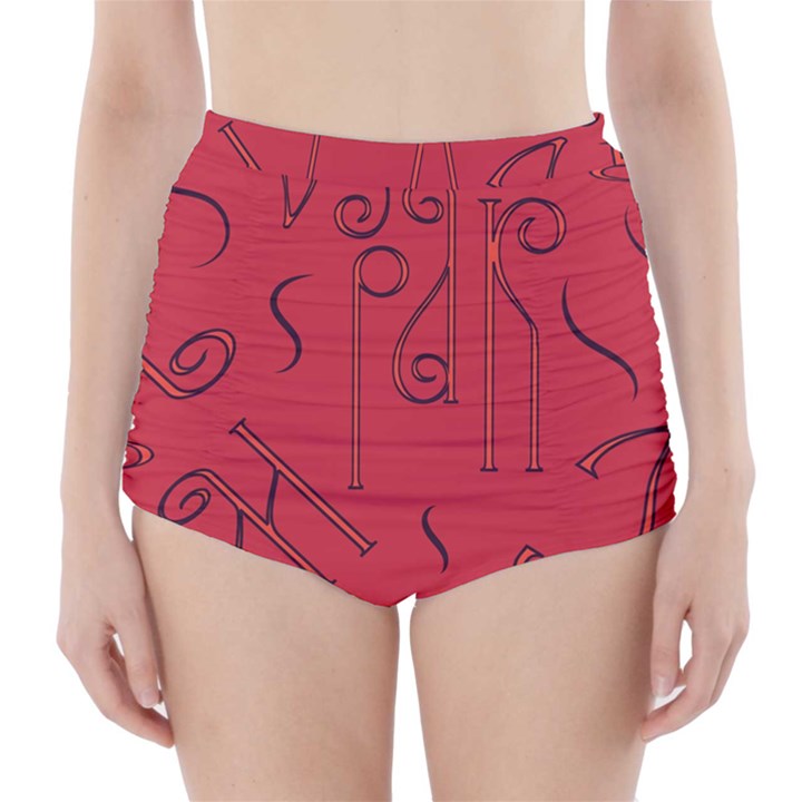 Abstract pattern geometric backgrounds   High-Waisted Bikini Bottoms