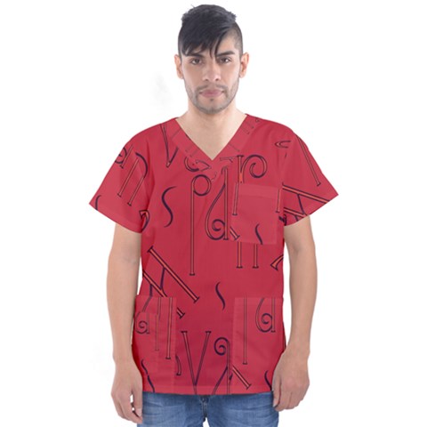 Abstract Pattern Geometric Backgrounds   Men s V-neck Scrub Top by Eskimos