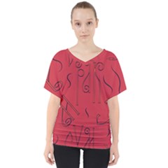 Abstract Pattern Geometric Backgrounds   V-neck Dolman Drape Top by Eskimos