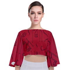 Abstract Pattern Geometric Backgrounds   Tie Back Butterfly Sleeve Chiffon Top by Eskimos