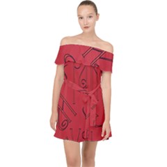 Abstract Pattern Geometric Backgrounds   Off Shoulder Chiffon Dress by Eskimos