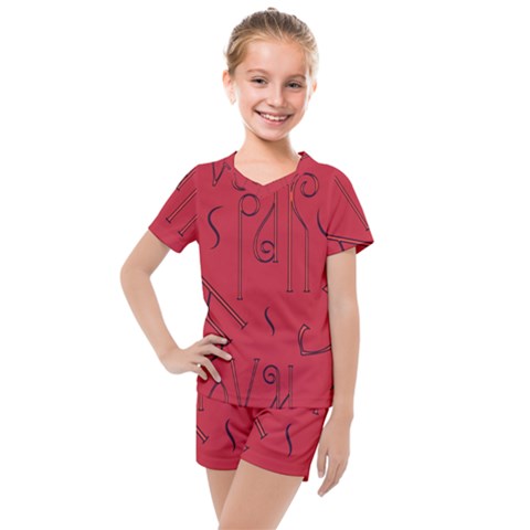 Abstract Pattern Geometric Backgrounds   Kids  Mesh Tee And Shorts Set by Eskimos