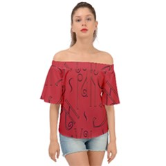 Abstract Pattern Geometric Backgrounds   Off Shoulder Short Sleeve Top by Eskimos