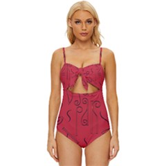 Abstract Pattern Geometric Backgrounds   Knot Front One-piece Swimsuit