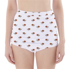 Funny Cartoon Sketchy Snail Drawing Pattern High-waisted Bikini Bottoms