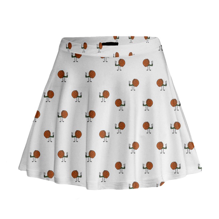 Funny Cartoon Sketchy Snail Drawing Pattern Mini Flare Skirt