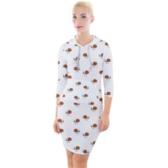 Funny Cartoon Sketchy Snail Drawing Pattern Quarter Sleeve Hood Bodycon Dress by dflcprintsclothing