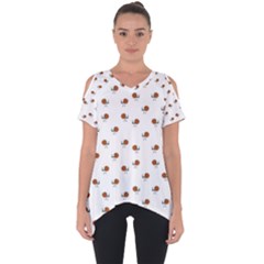 Funny Cartoon Sketchy Snail Drawing Pattern Cut Out Side Drop Tee by dflcprintsclothing