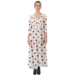 Funny Cartoon Sketchy Snail Drawing Pattern Button Up Boho Maxi Dress