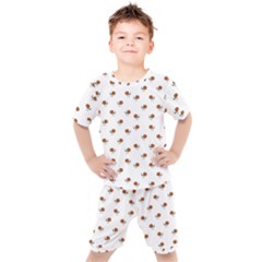 Funny Cartoon Sketchy Snail Drawing Pattern Kids  Tee And Shorts Set by dflcprintsclothing