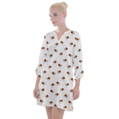 Funny Cartoon Sketchy Snail Drawing Pattern Open Neck Shift Dress by dflcprintsclothing