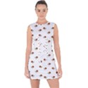 Funny Cartoon Sketchy Snail Drawing Pattern Lace Up Front Bodycon Dress View1