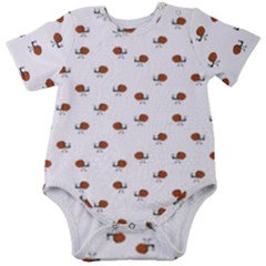 Funny Cartoon Sketchy Snail Drawing Pattern Baby Short Sleeve Onesie Bodysuit by dflcprintsclothing